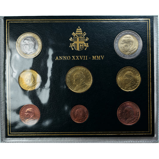 Vatikán,
1 cent až 2 eura,
2005