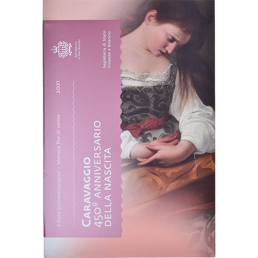 San Marino,
2 eura,
450 ans de la naissance de Caravage