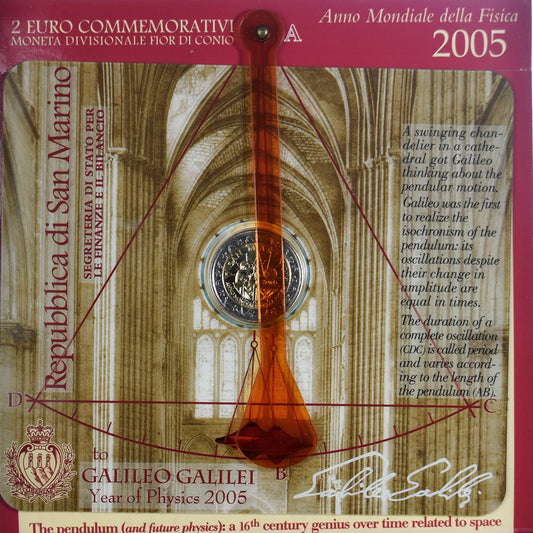 San Marino,
2 eura,
Galileo Galilei