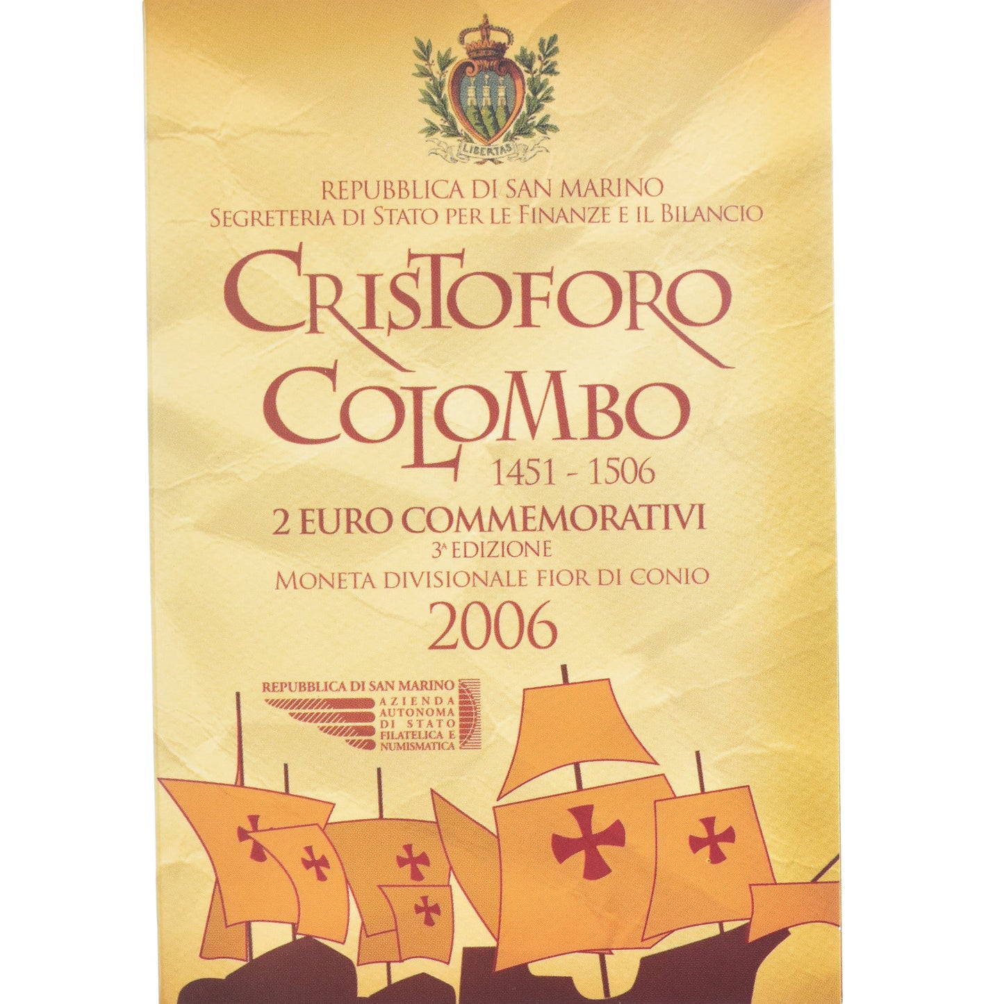 San Marino,
2 eura,
Christophe Colomb
