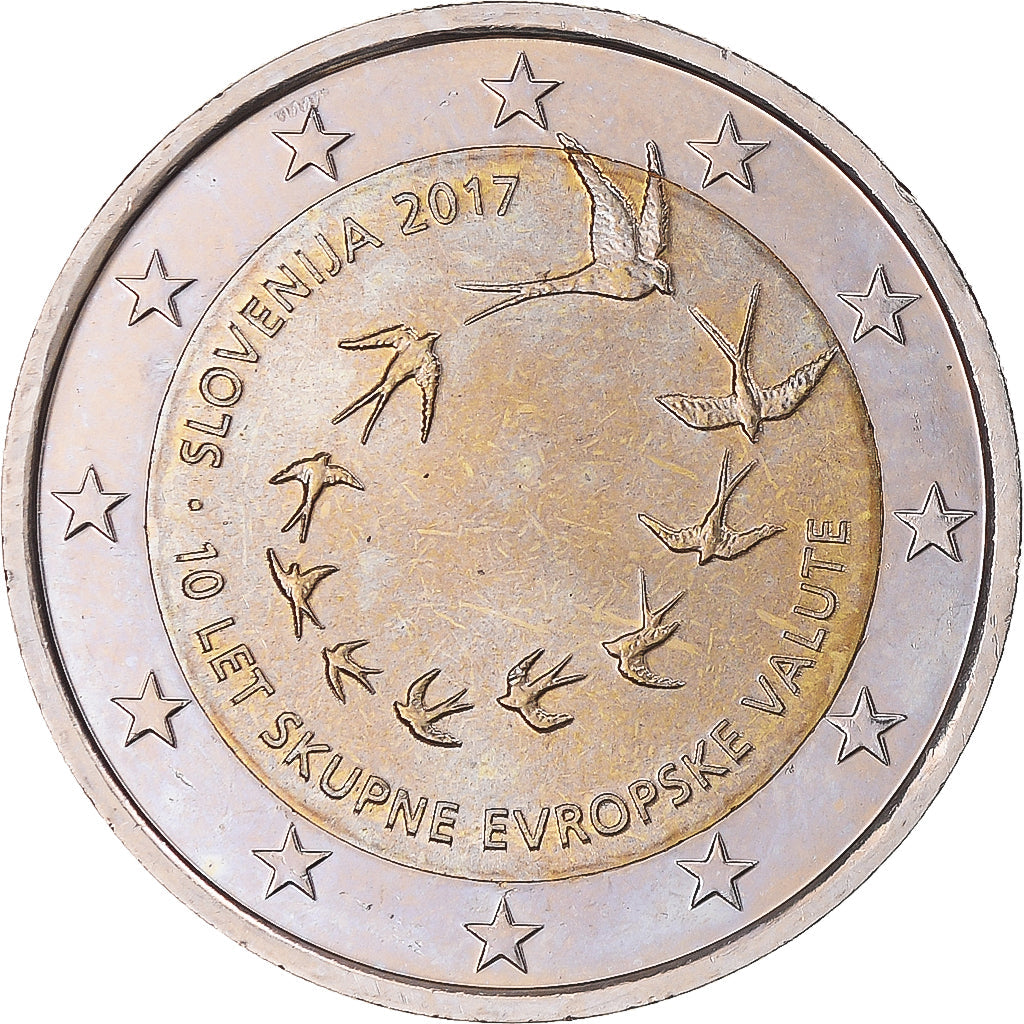 Slovinsko,
2 eura,
10 ans de l'Euro