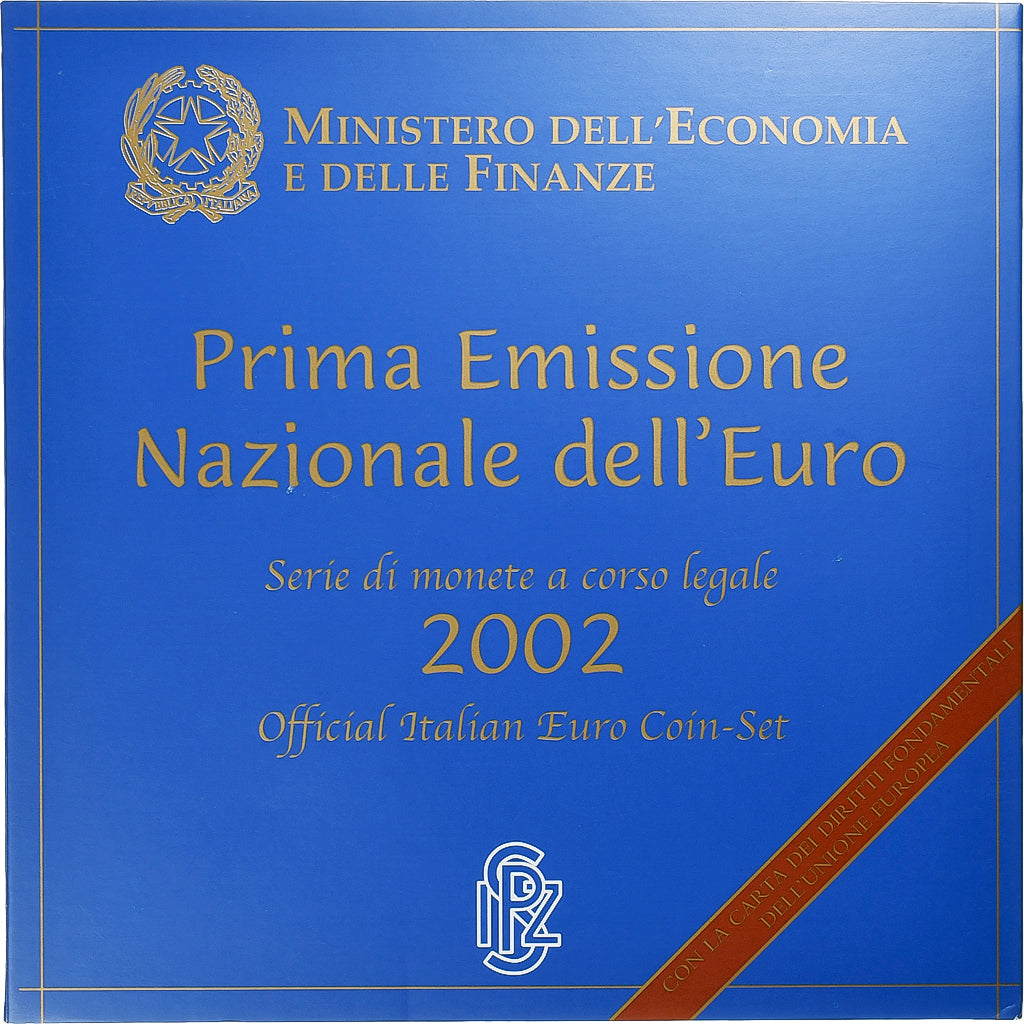 Itálie,
1 cent až 2 eura,
2002