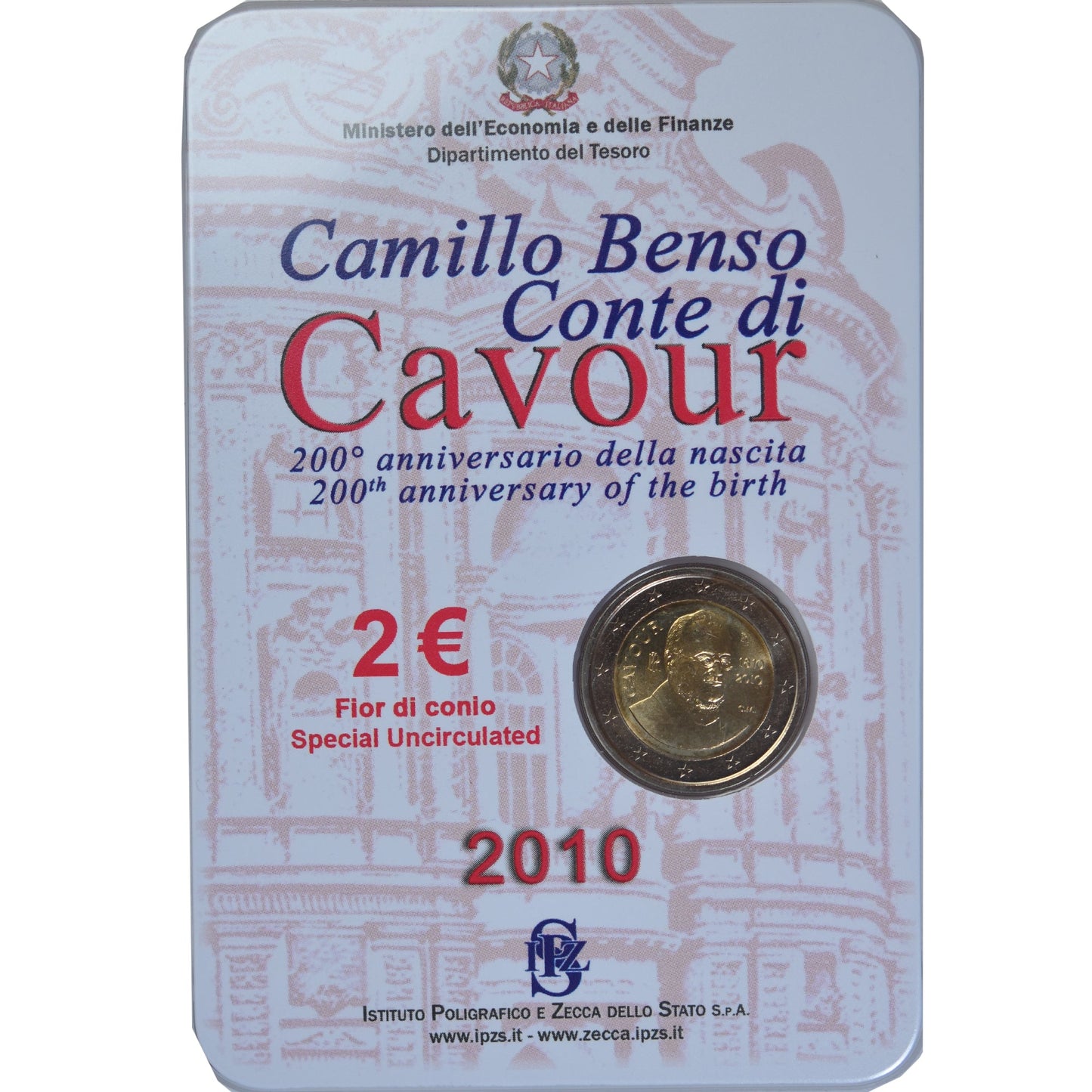 Itálie,
2 eura,
Camillo Benso comte di Cavour