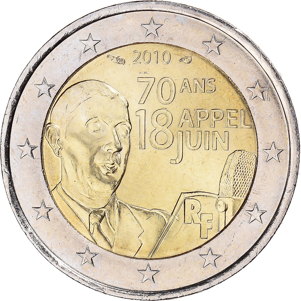 Francie,
2 eura,
Charles De Gaulle