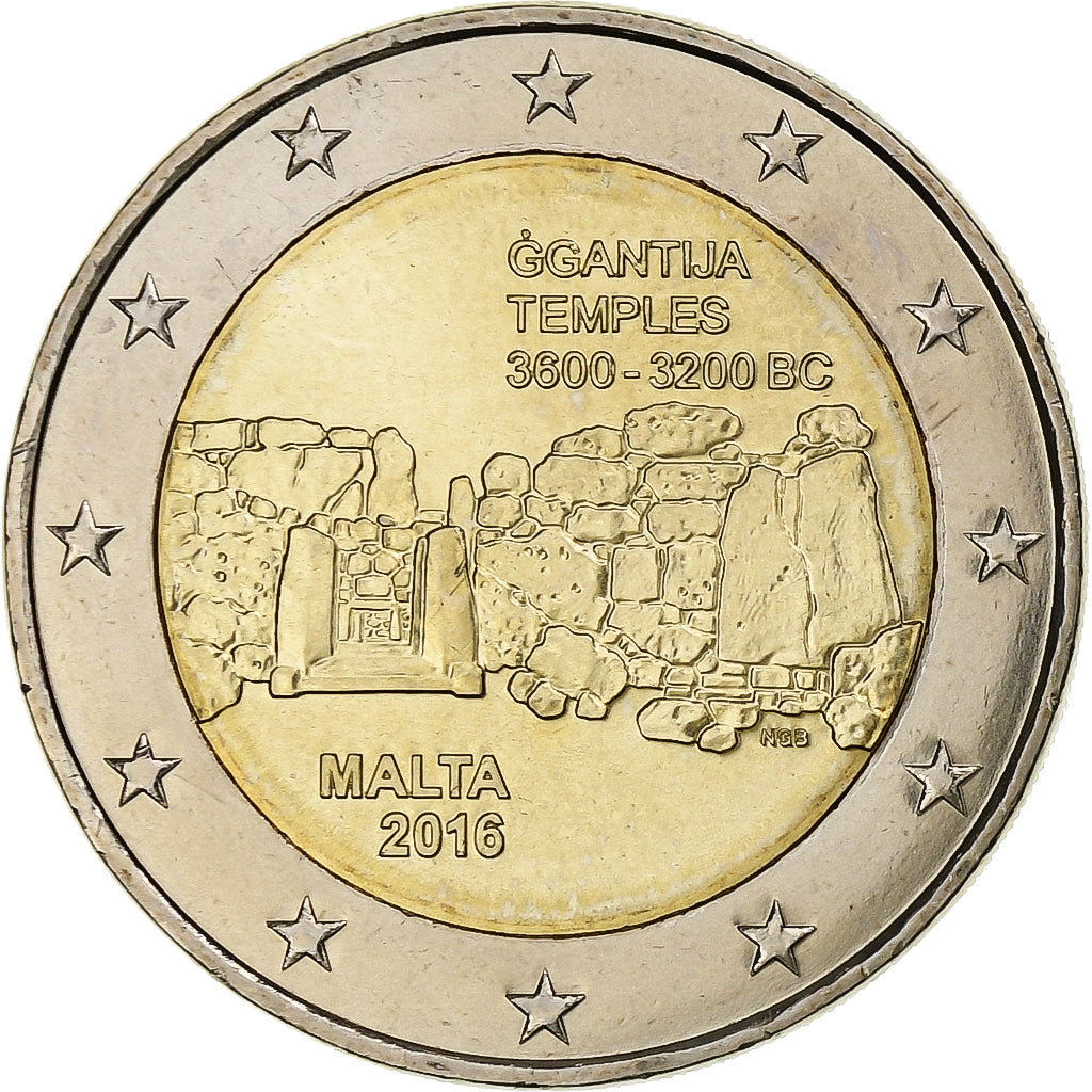 Malta,
2 eura,
Chrámy Ggantija