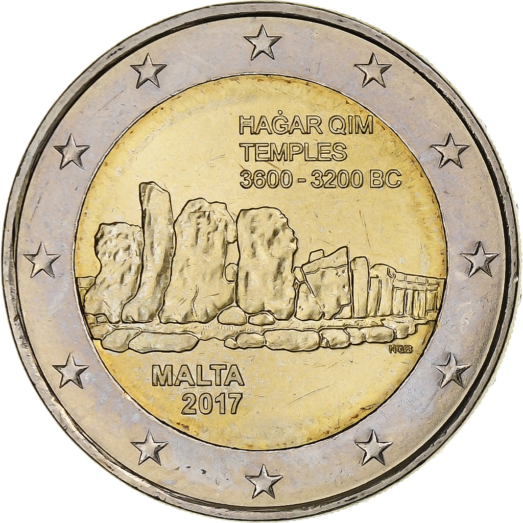 Malta,
2 eura,
Chrám de Hagar Qim