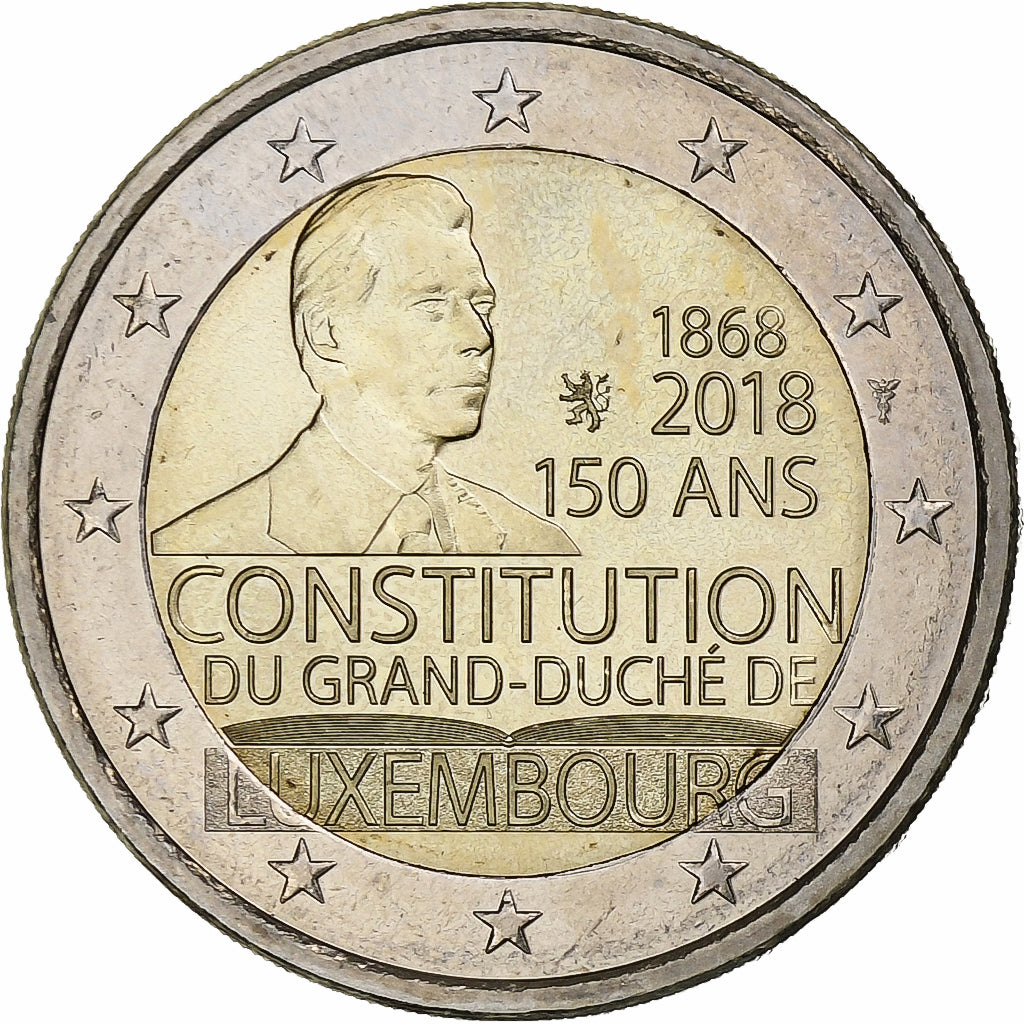Lucembursko,
2 eura,
150 ans de la Constitution