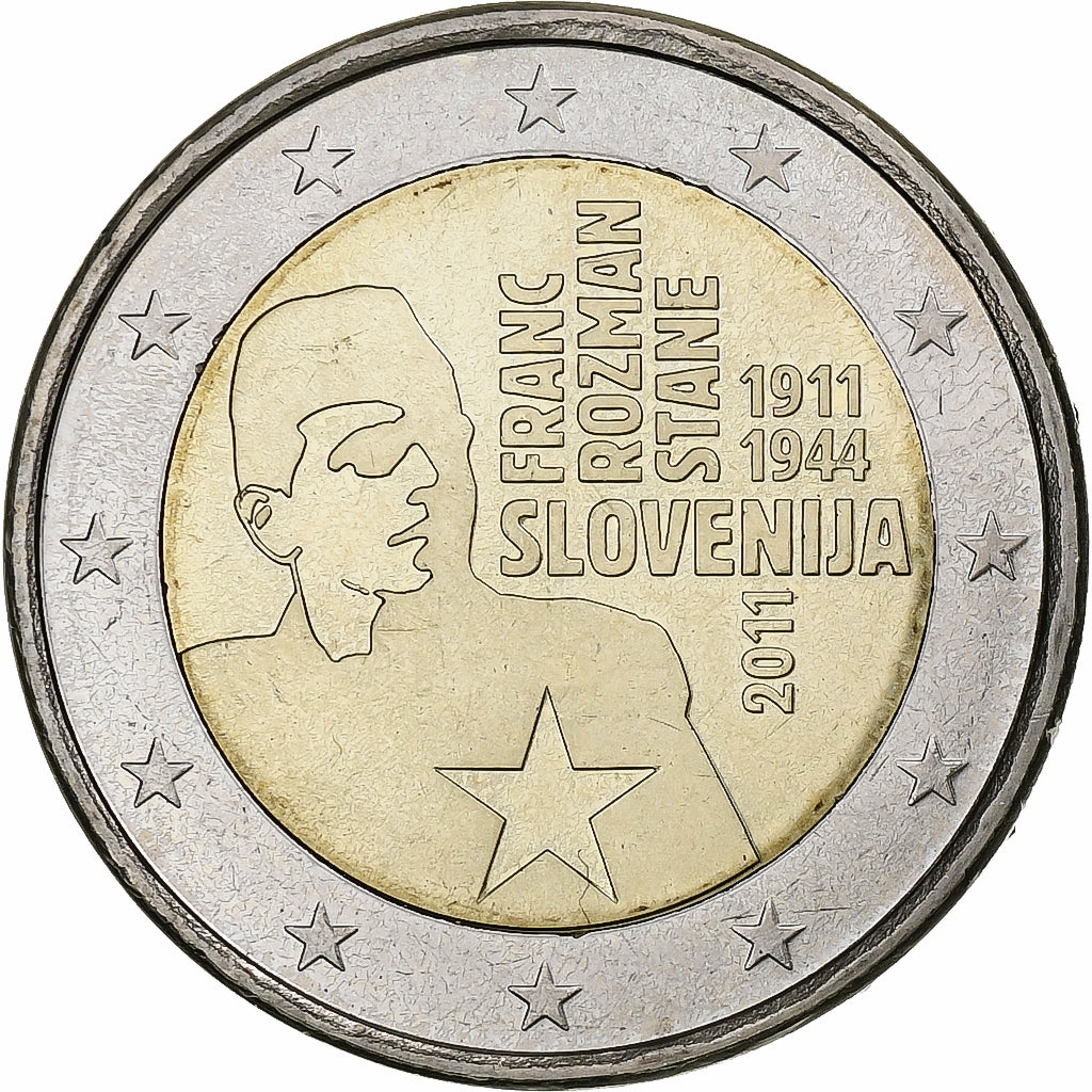 Slovinsko,
2 eura,
Franc Rozman-Stane
