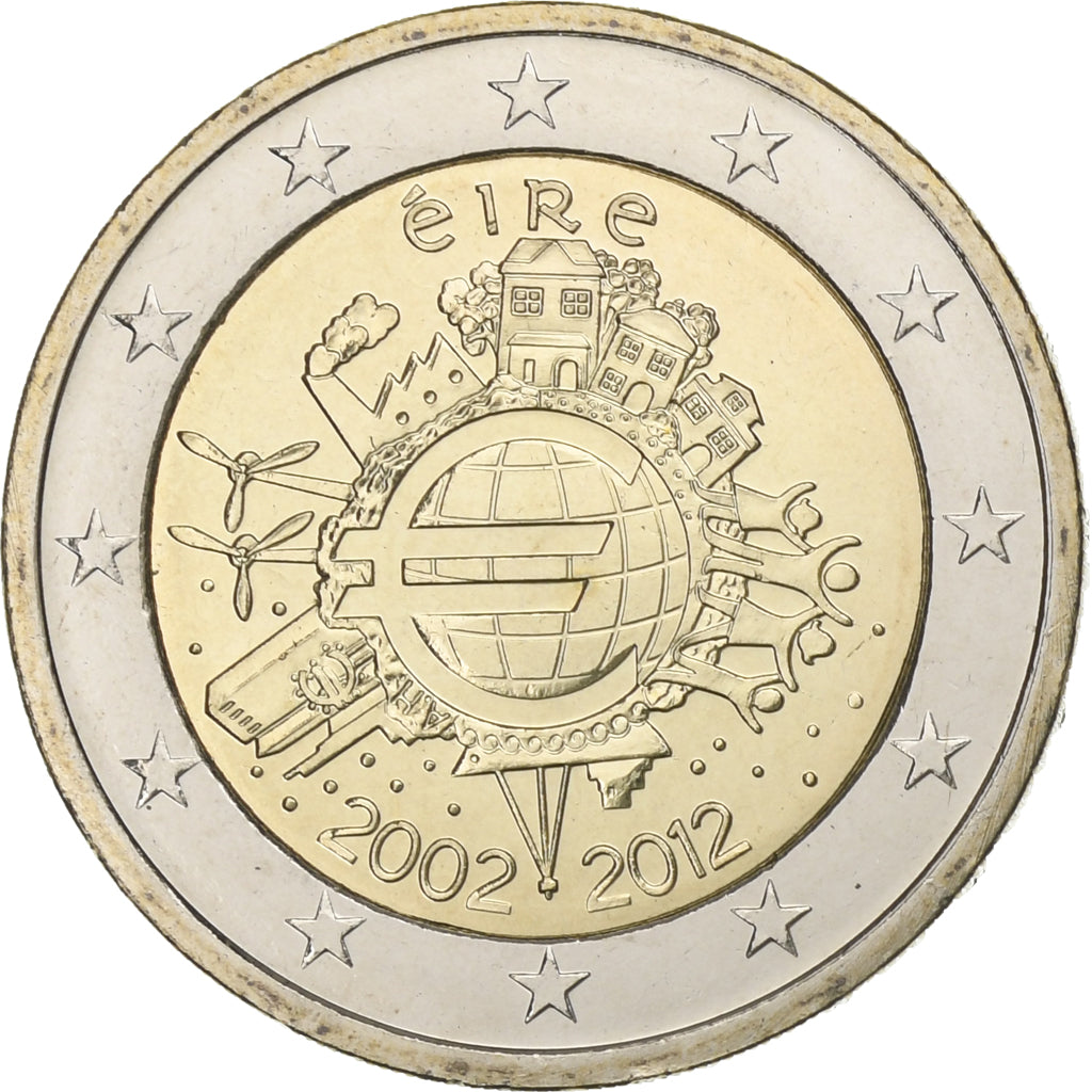 Irsko,
2 eura,
10 let euro