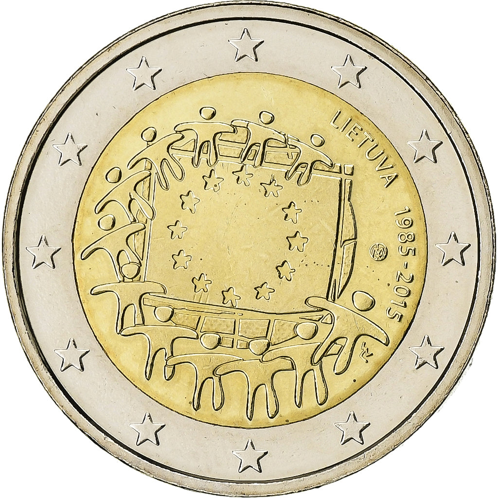 Litva,
2 eura,
Drapeau européen