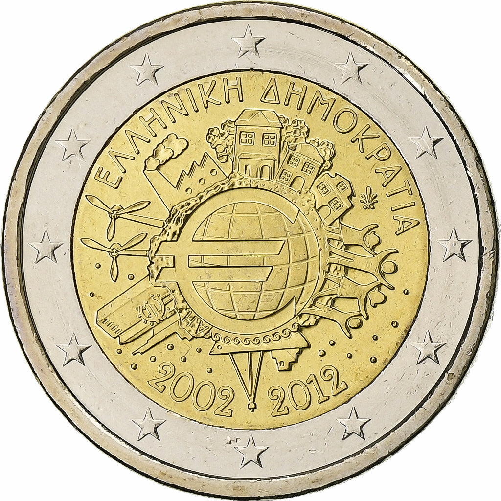 Řecko,
2 eura,
Euro 2002-2012