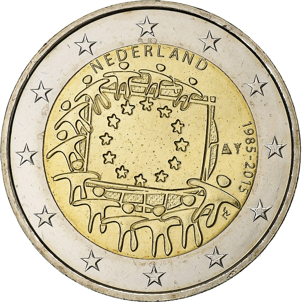 Nizozemí,
2 eura,
Drapeau européen