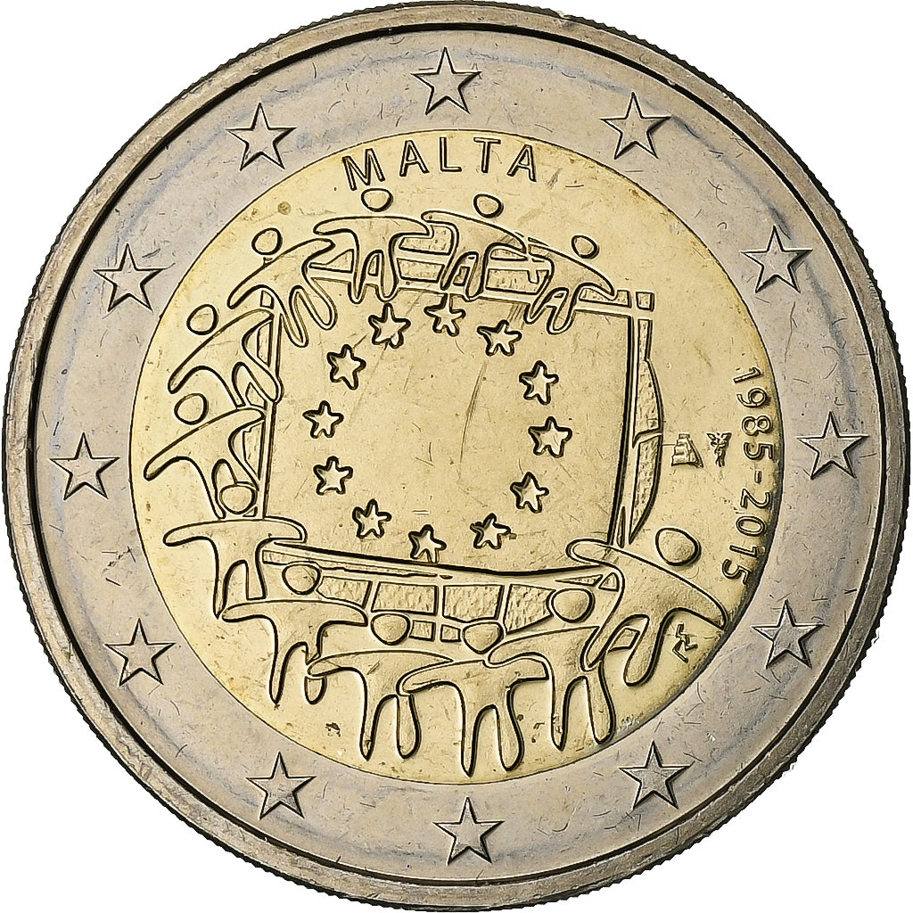 Malta,
2 eura,
Drapeau européen