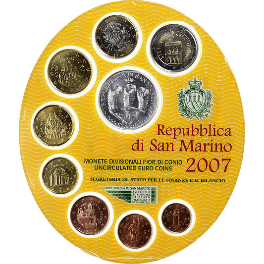 San Marino,
1 cent až 2 eura,
BU
