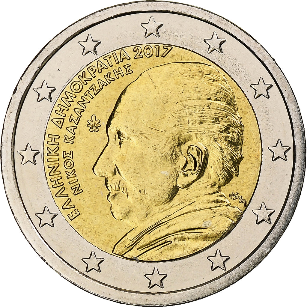 Řecko,
2 eura,
Nikos Kazantzakis