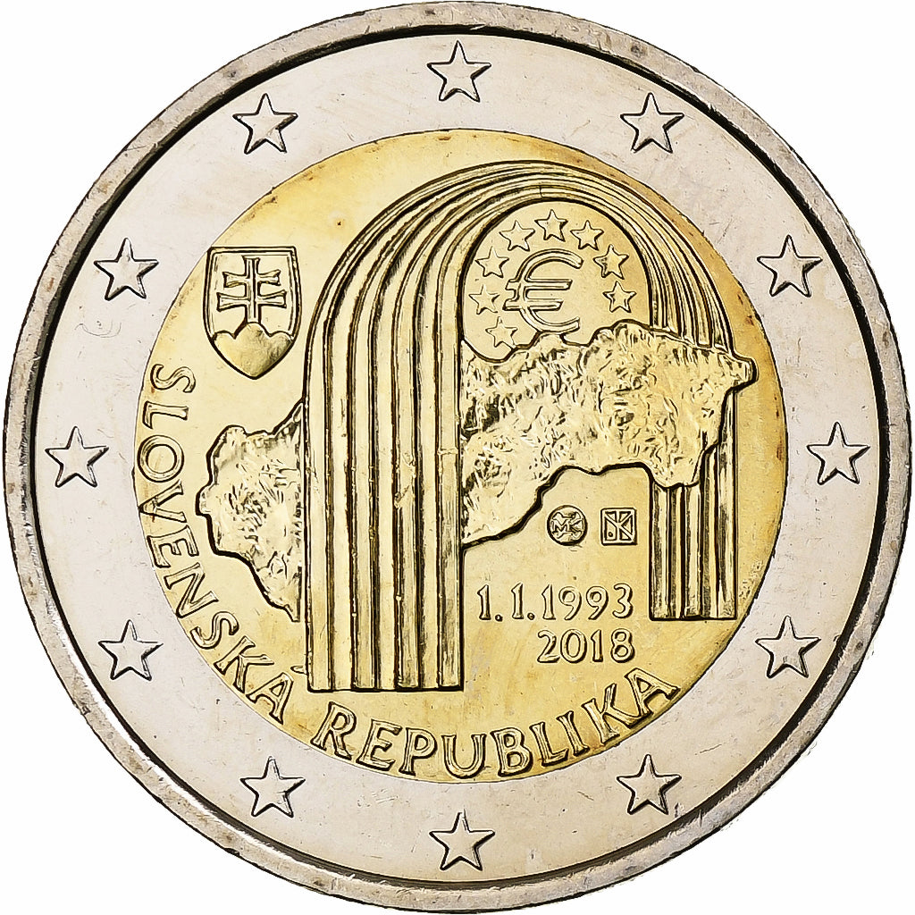 Slovensko,
2 eura,
25. výročí Republiky