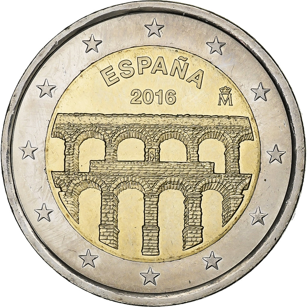 Španělsko,
2 eura,
Aqueduc de Ségovie