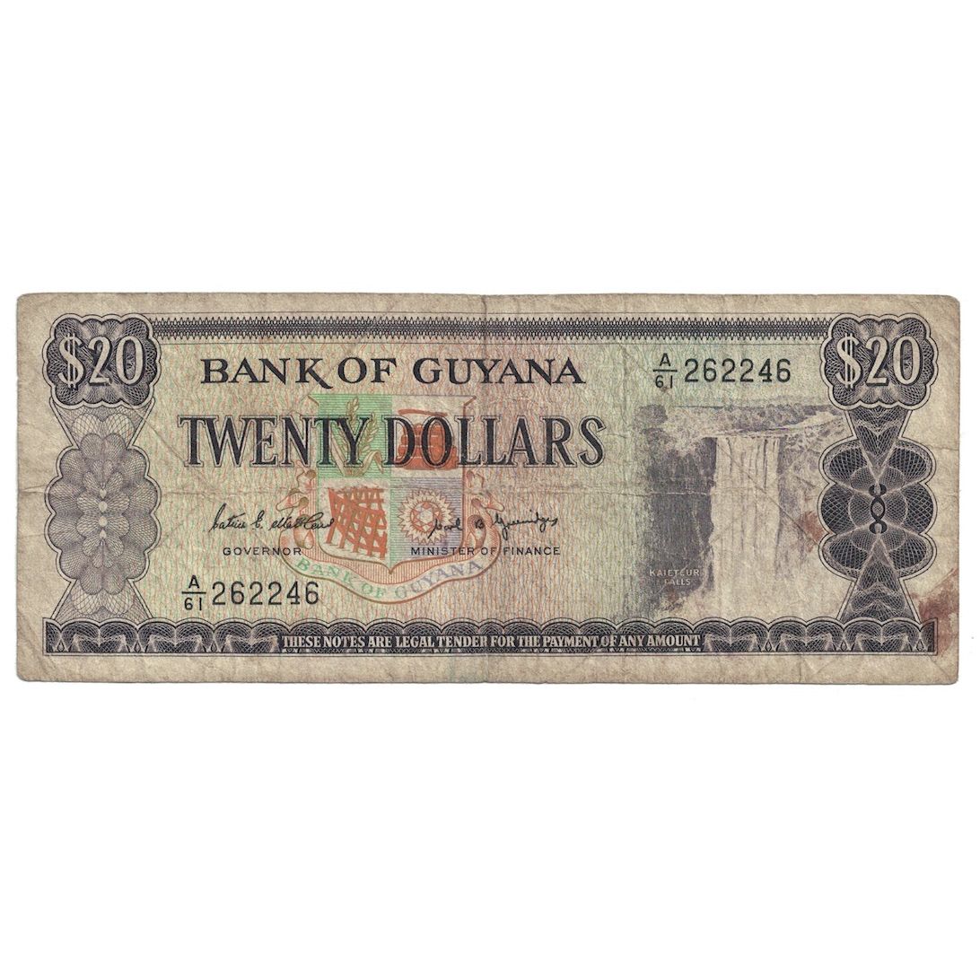 Bankovka,
Guyana,
20 dolarů
