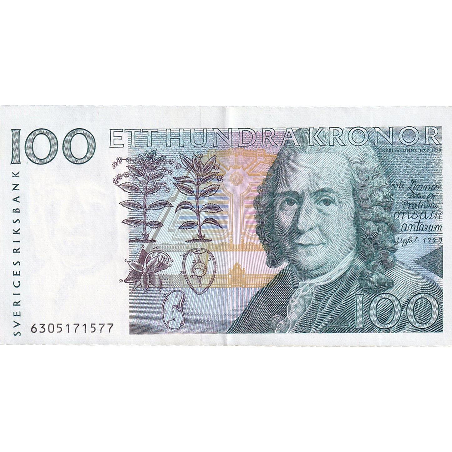 Bankovka,
Švédsko,
100 korun