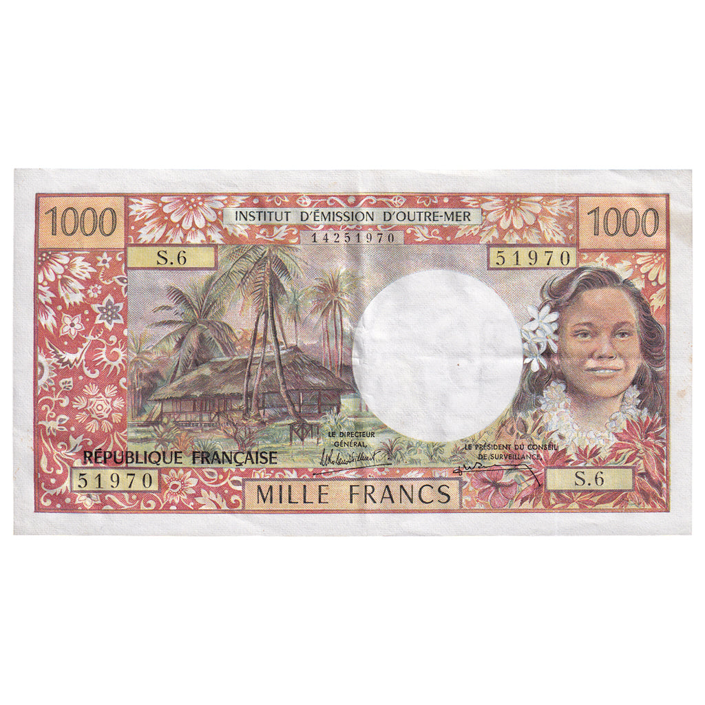 Bankovka,
Tahiti,
1000 franků