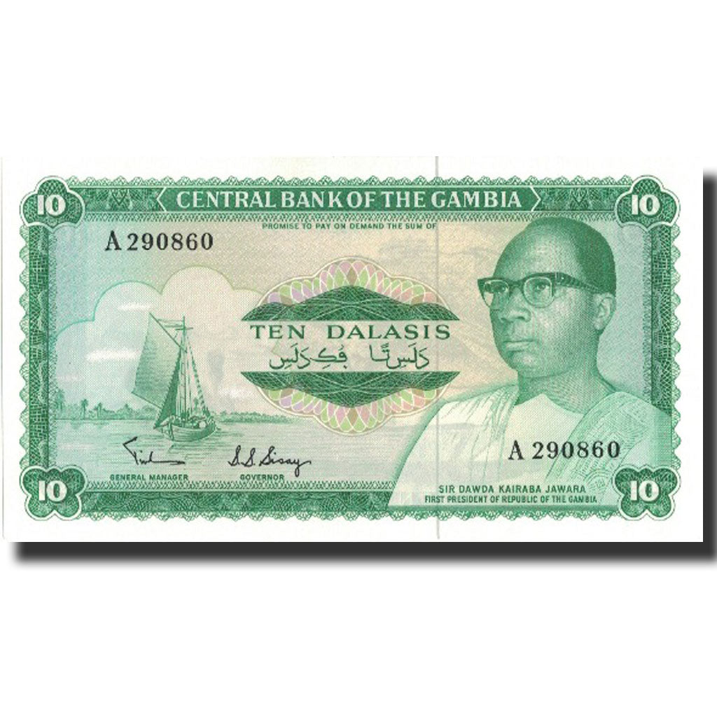 Bankovka,
Gambie,
10 Dalasis
