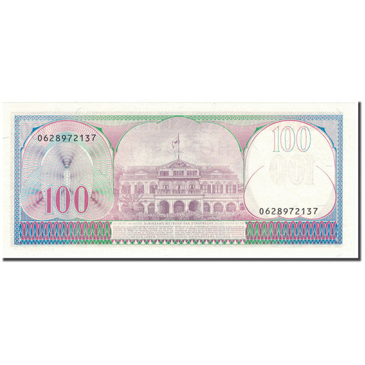 Bankovka,
Surinam,
100 zlatých