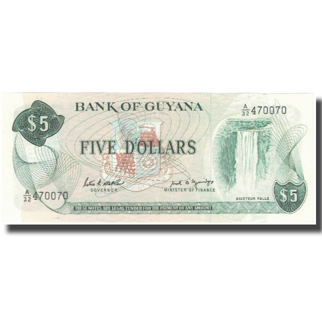 Bankovka,
Guyana,
5 dolarů