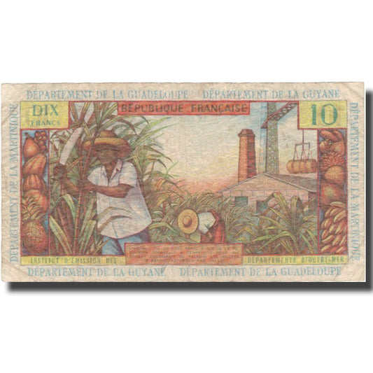 Bankovka,
Francouzské Antily,
10 franků