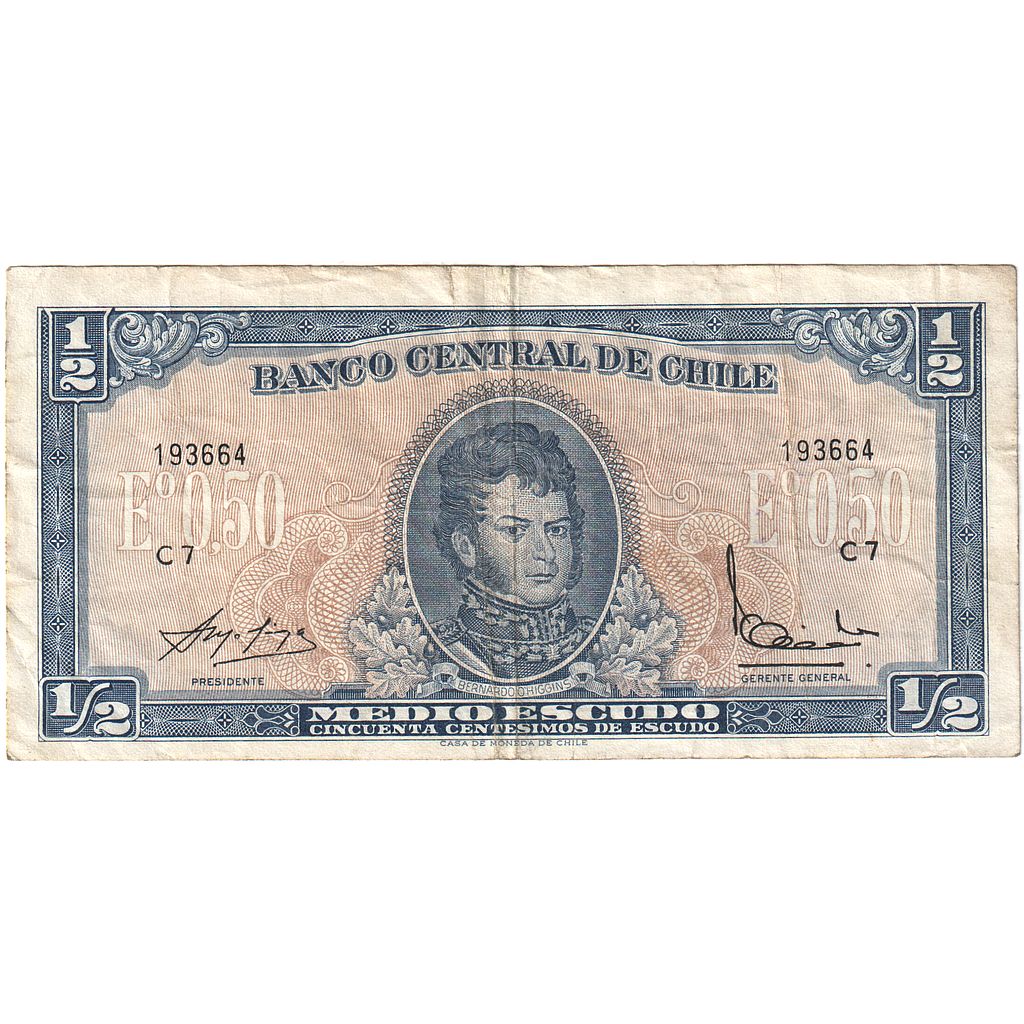 Bankovka,
Chile,
1/2 escudo