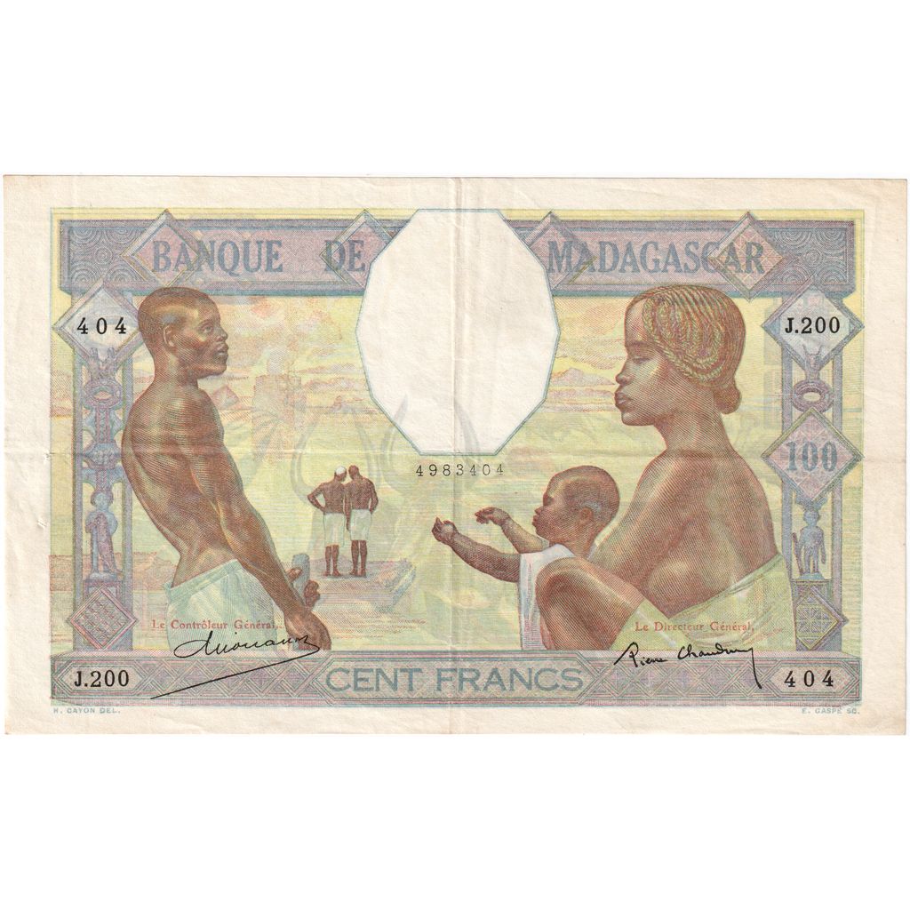 Madagaskar,
100 franků,
Nedatováno (cca 1937)