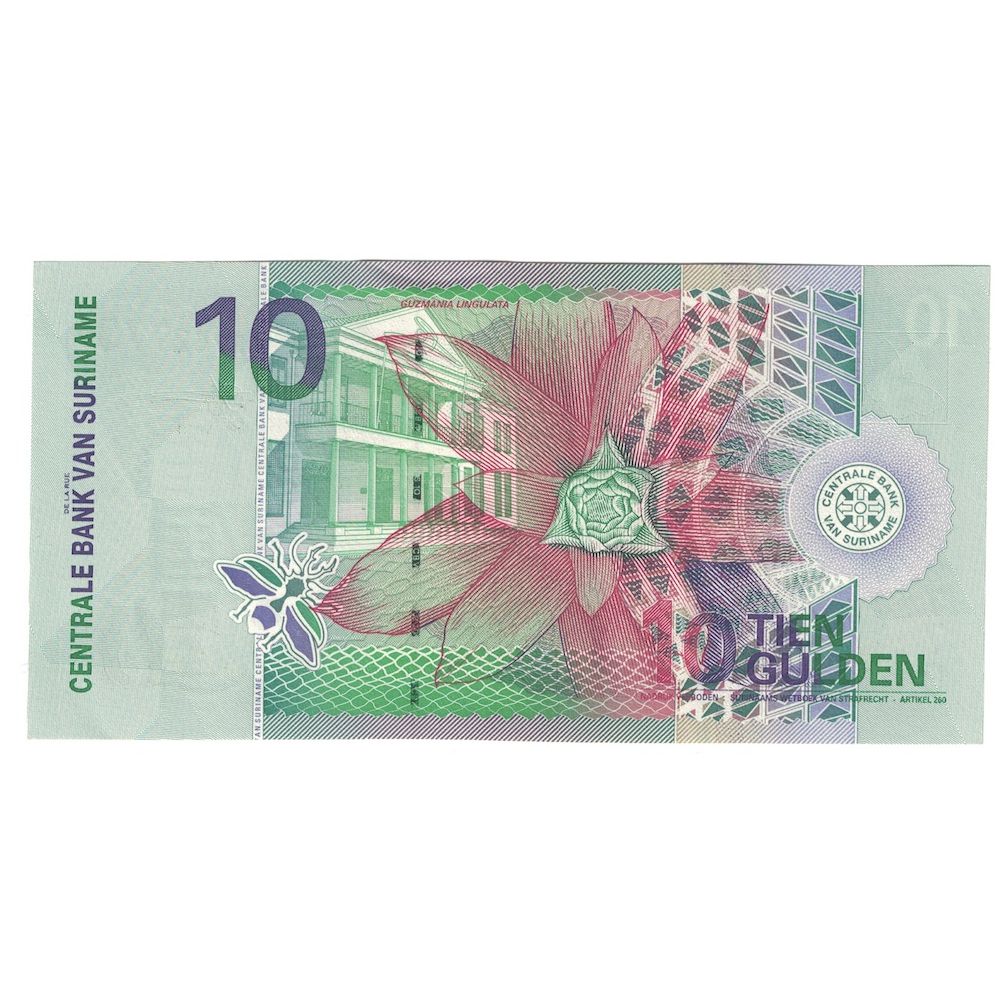 Bankovka,
Surinam,
10 zlatých