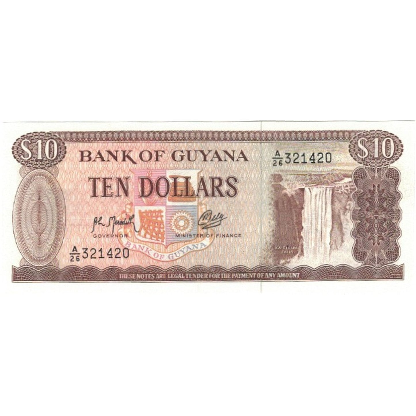 Bankovka,
Guyana,
10 dolarů