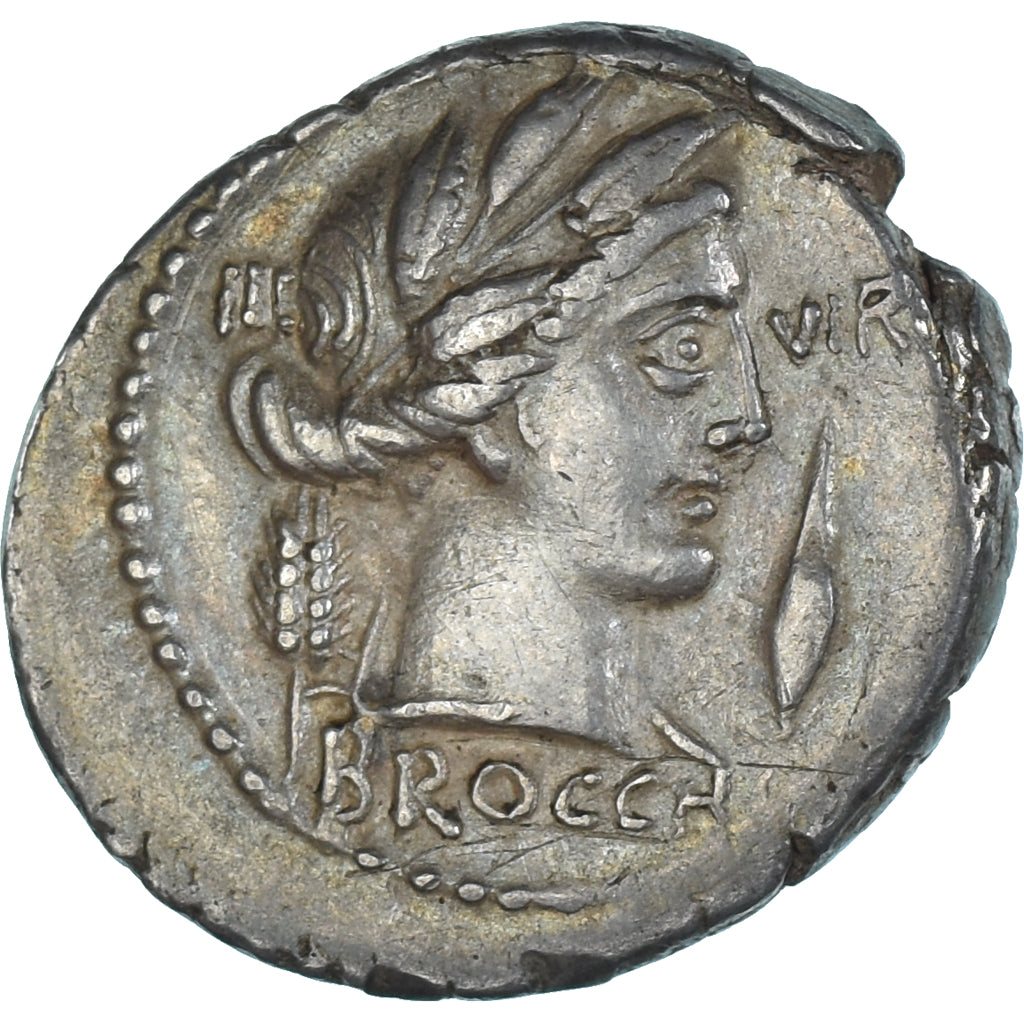Mince, 
  
  L. Furius Brocchus, 
  
  denár