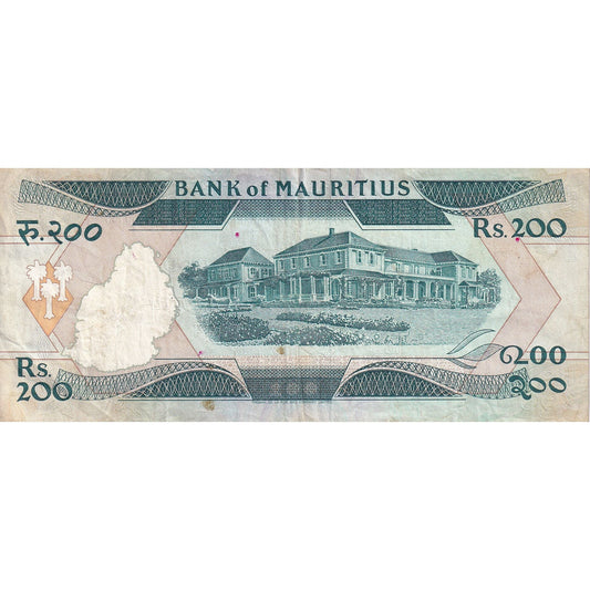 Bankovka, 
  
  Mauricius, 
  
  200 rupií