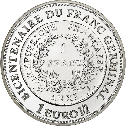 Francie, 
  
  1 1/2 eura, 
  
  Bicentenaire du franc germinal