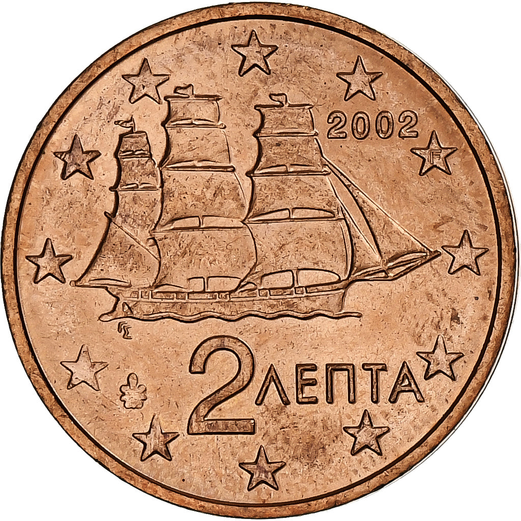 Řecko, 
  
  2 euro centy, 
  
  2002