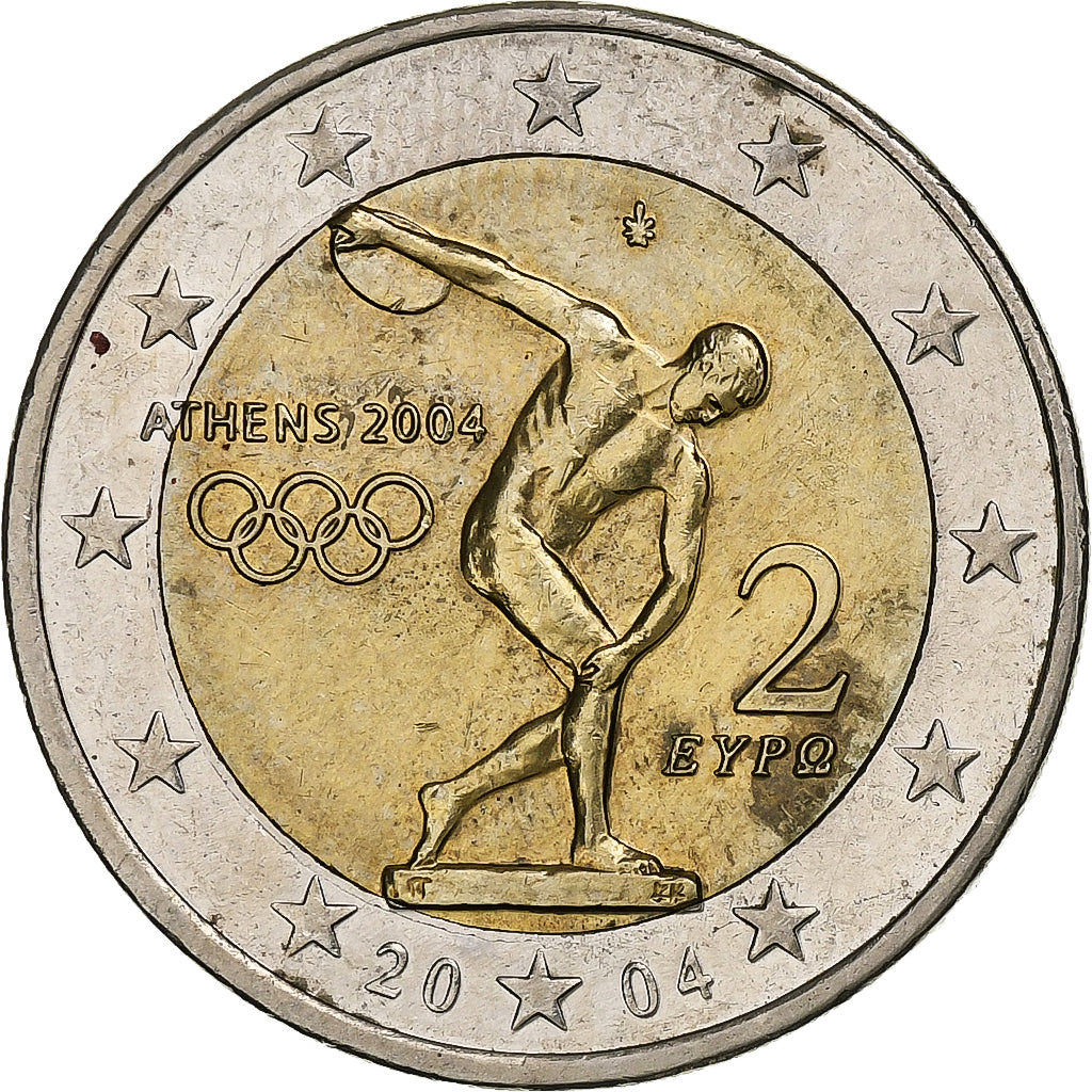 Řecko, 
  
  2 eura, 
  
  olympiáda v Aténách