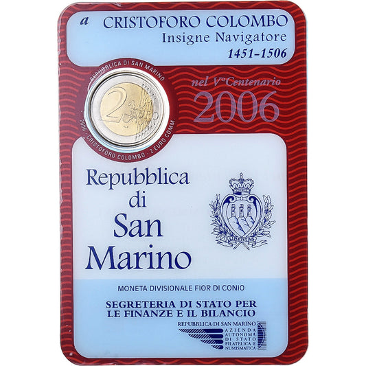 San Marino, 
  
  2 eura, 
  
  Cristoforo Colombo