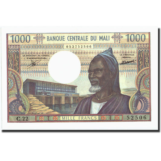 Bankovka, 
  
  Mali, 
  
  1000 franků