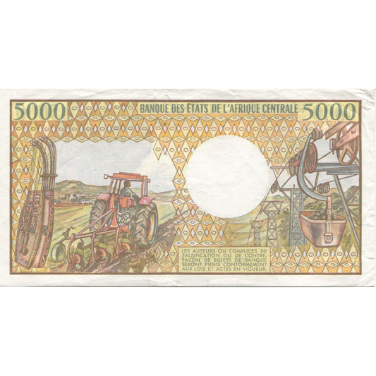 Bankovka, 
  
  Středoafrická republika, 
  
  5000 franků